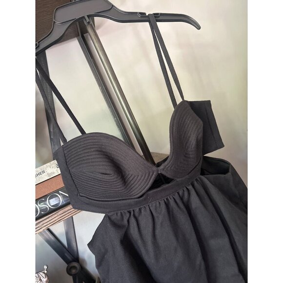 Adriana Degreas Matelasse Cotton Blend Short Dress Black Womens Size Medium - Picture 7 of 11